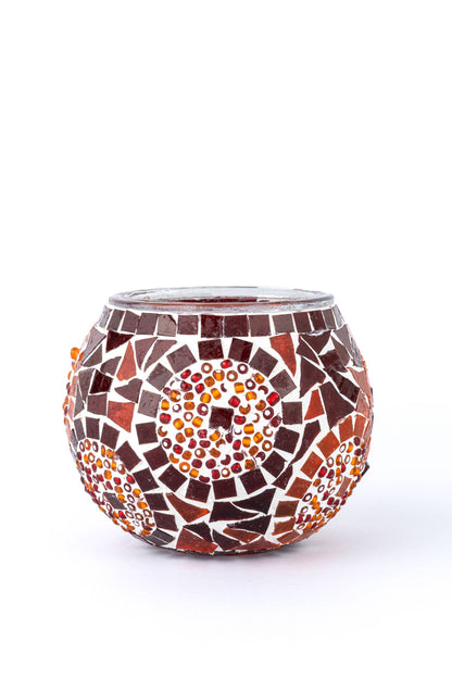 Mosaic Glass Candle Holders | Christmas Holiday Decor- multi-colored