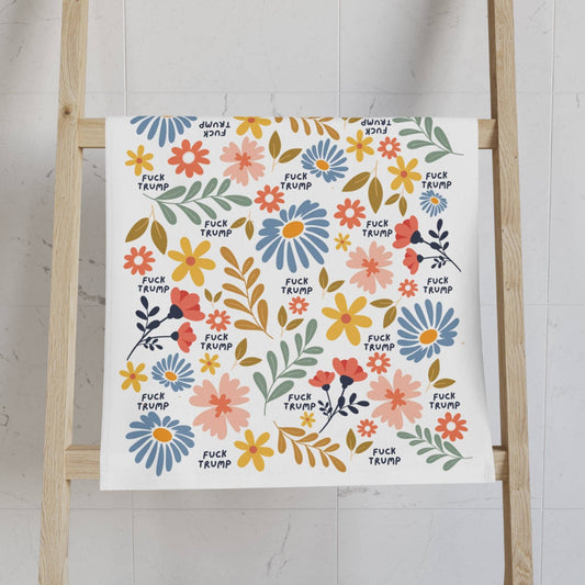 Subtle F*ck Trump Retro Flower Hand Towel