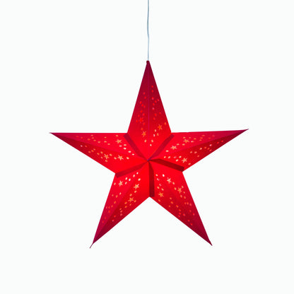 Twinkle Star ~ 5 Pointer, 15", Red Paper Star Lantern Light