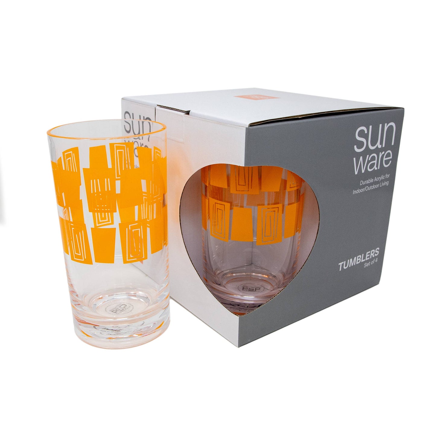 Tiki Acrylic Tumblers, Set of 4 (Orange)