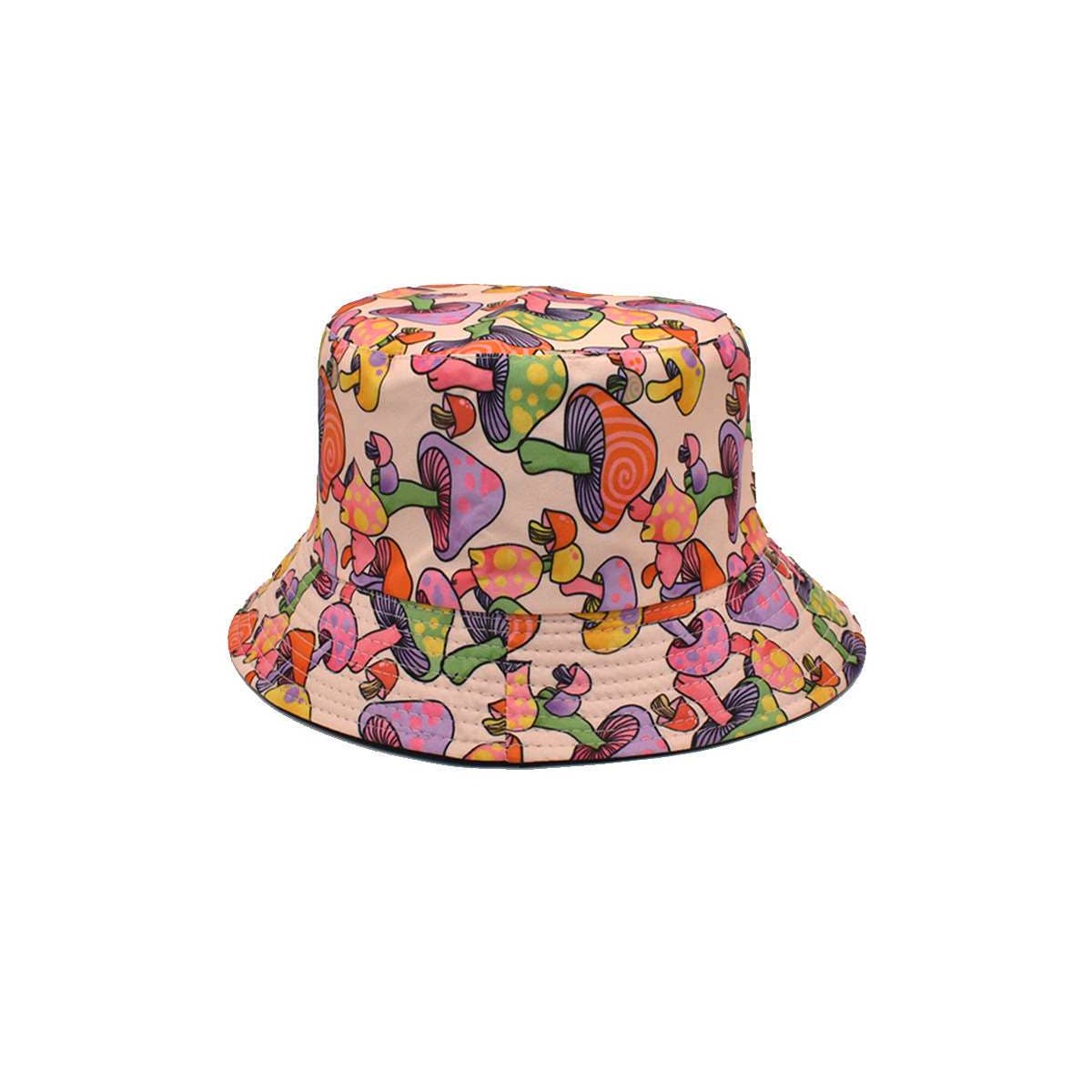 Cosmic Mushrooms Rainbow Print Bucket Hat